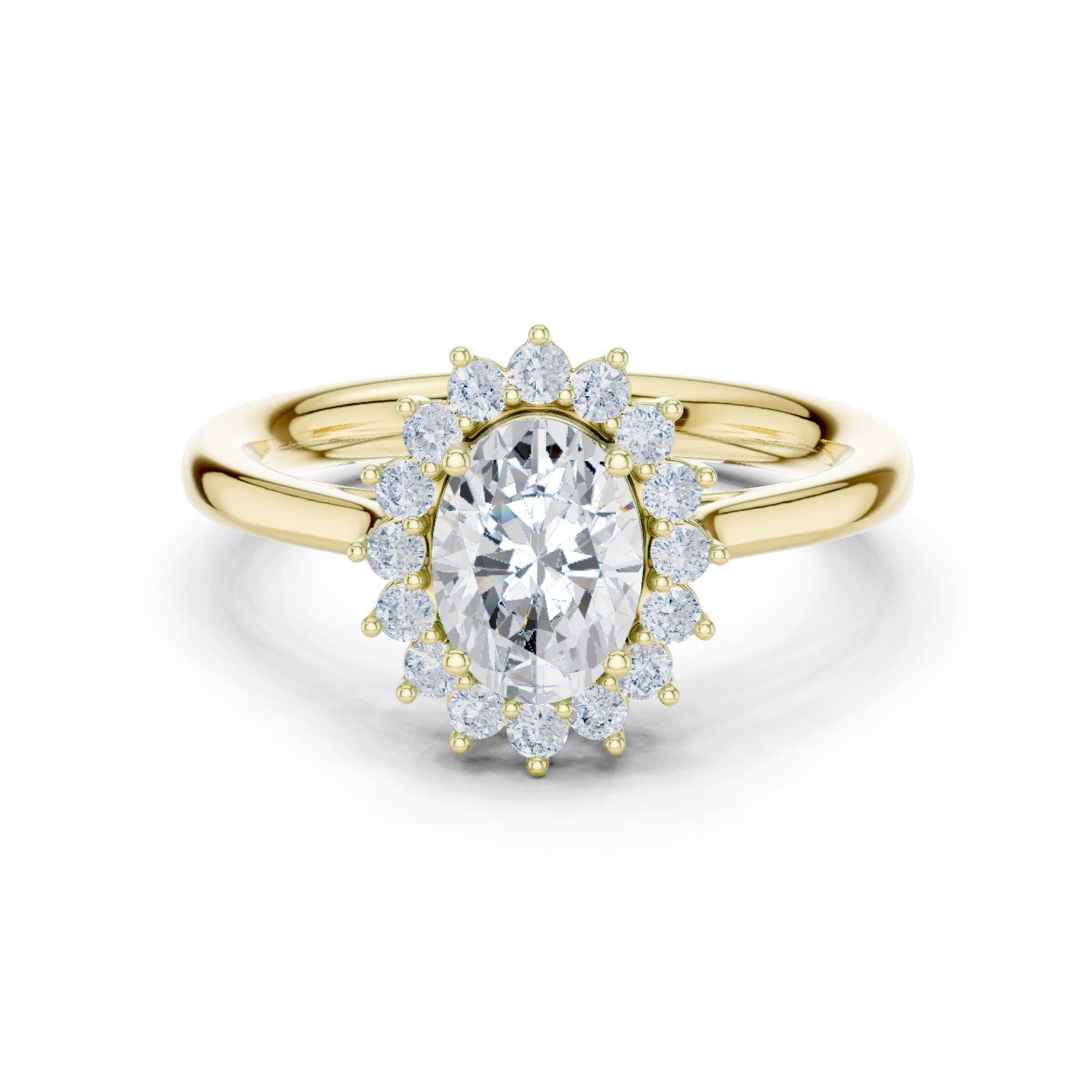 Oval Diamond Floral Halo Engagement Ring