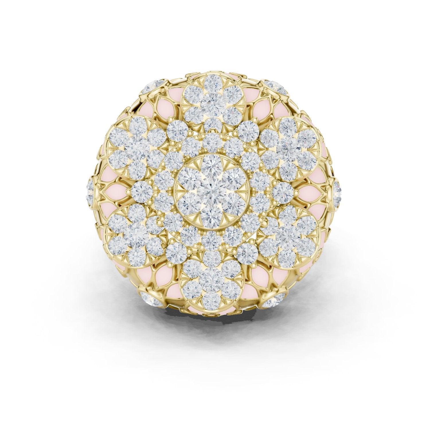 Round Diamond Multi-Floral Cluster Statement Engagement Ring