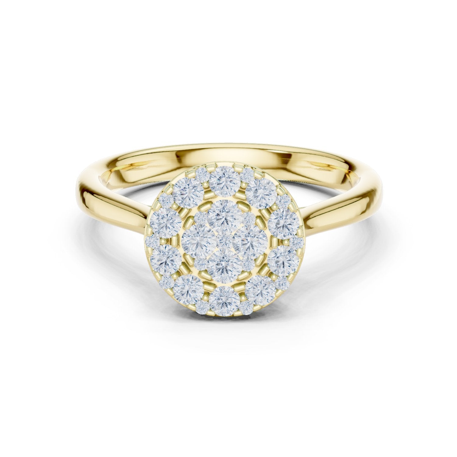 Round Diamond Cluster Halo Engagement Ring