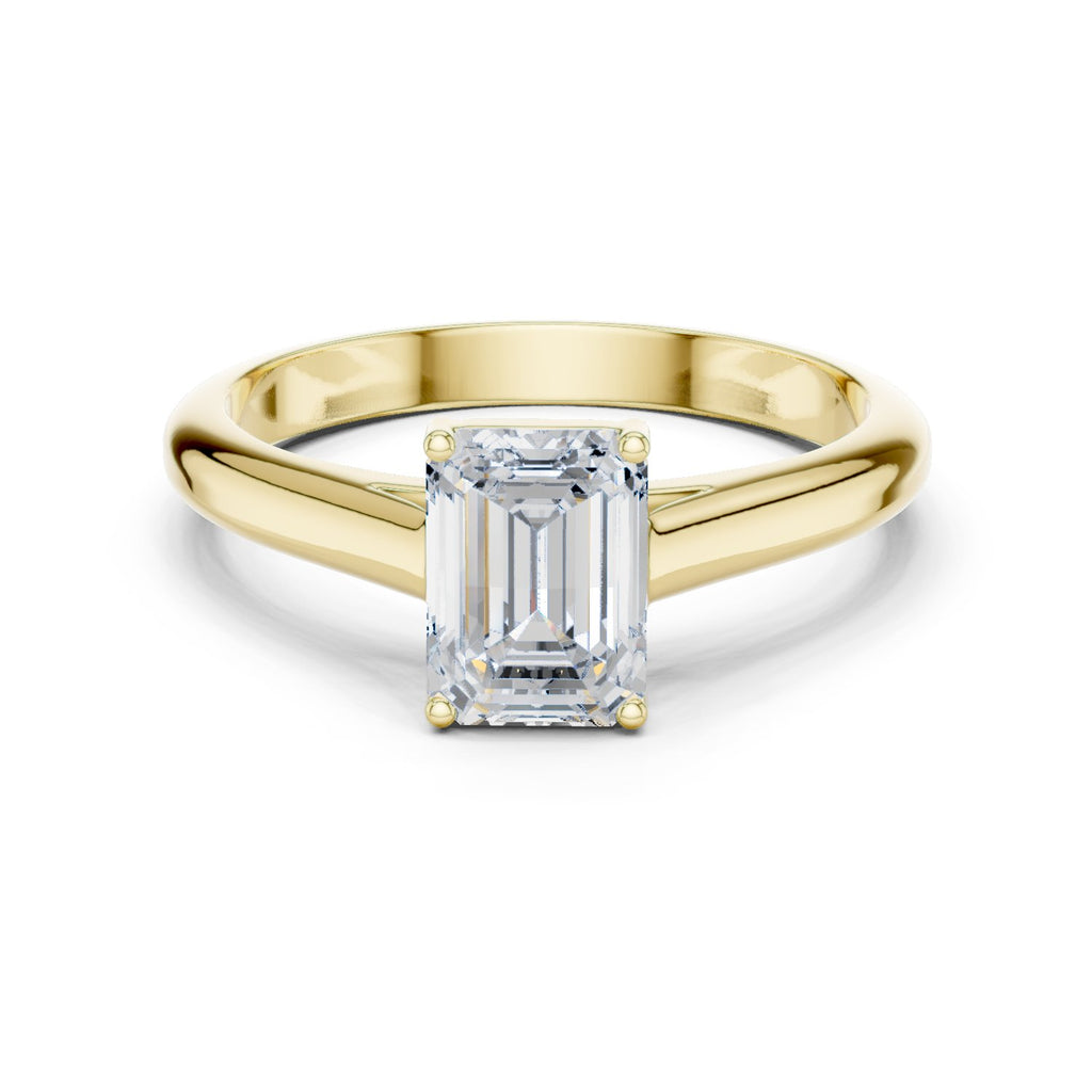Emerald Cut Cathedral Solitaire Engagement Ring