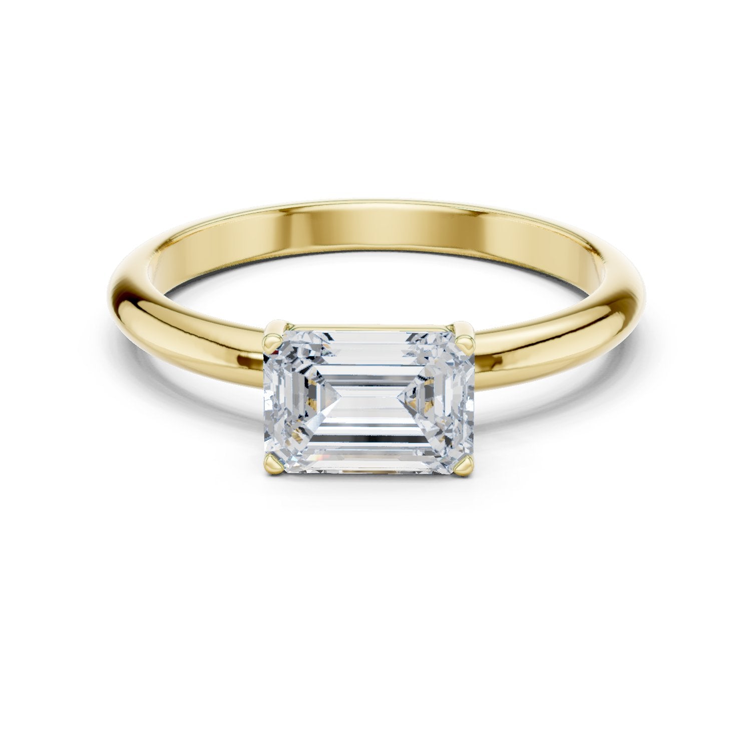 Emerald Cut East West Solitaire Engagement Ring