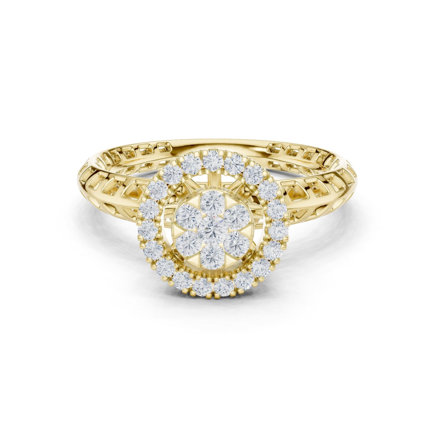 Round Diamond Cluster Halo Engagement Ring