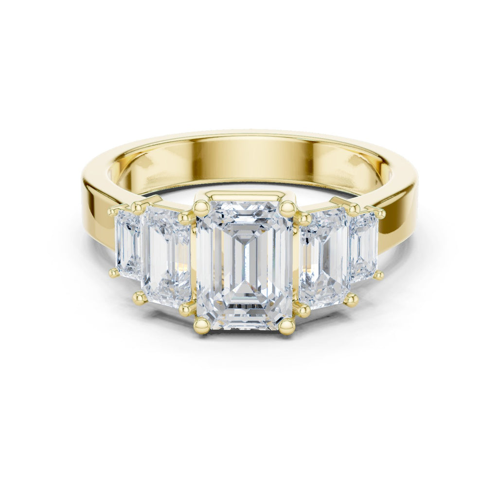 Emerald Cut Engagement Ring with Graduated Emerald Side Accents