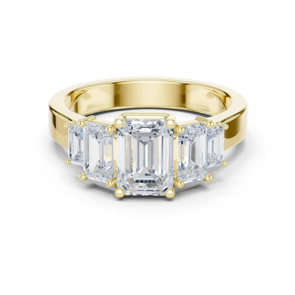 Emerald Cut Engagement Ring with Graduated Emerald Side Accents