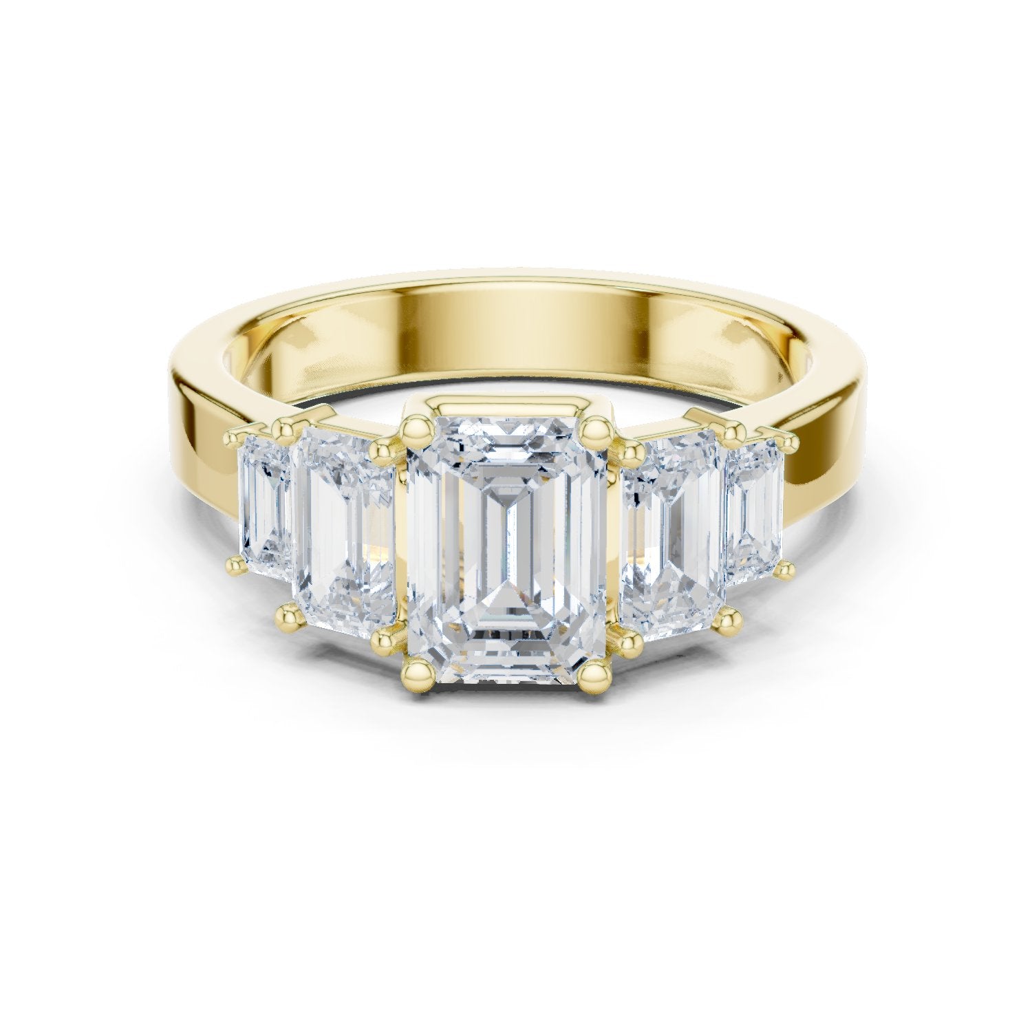 Emerald Cut Engagement Ring with Graduated Emerald Side Accents