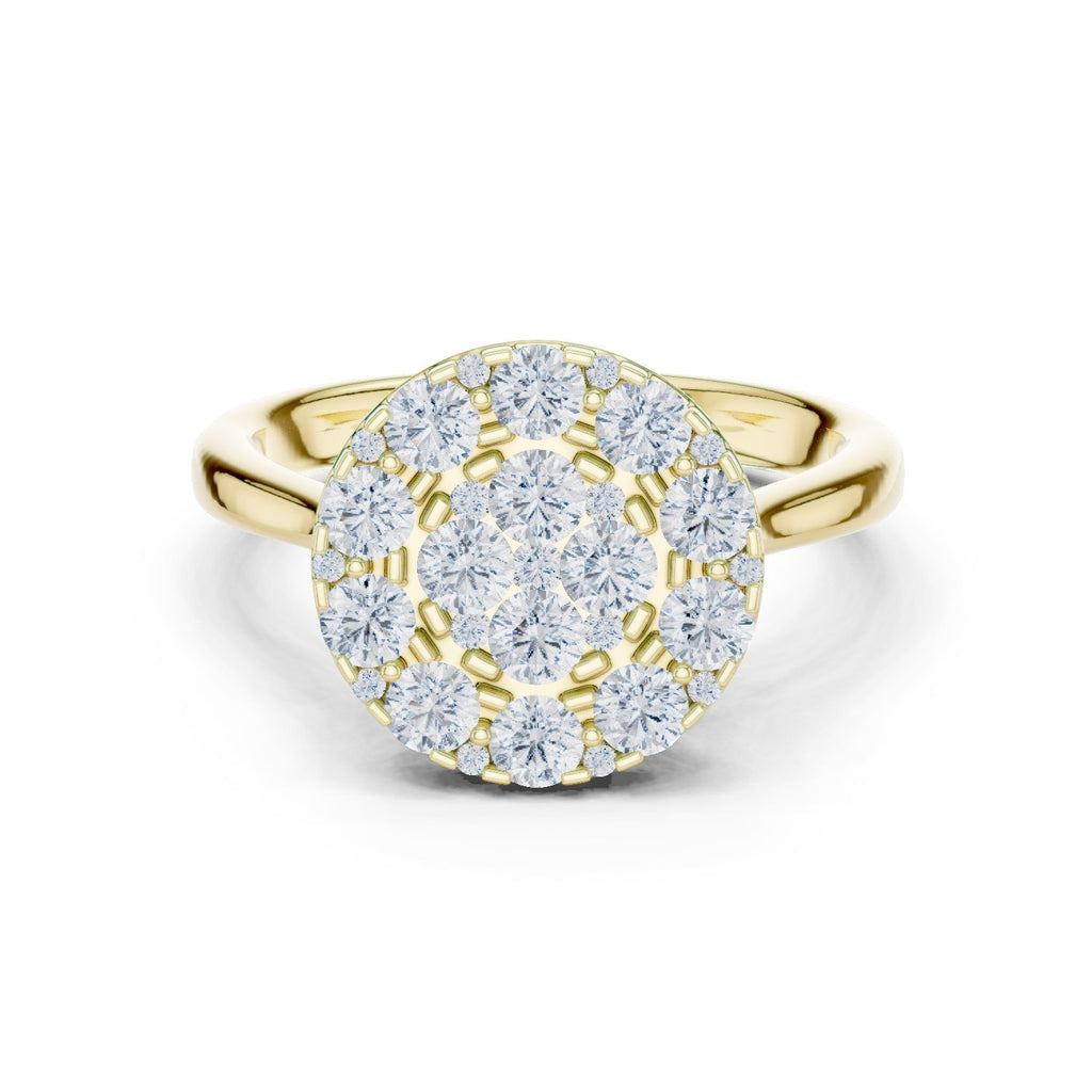 Round Diamond Cluster Halo Engagement Ring