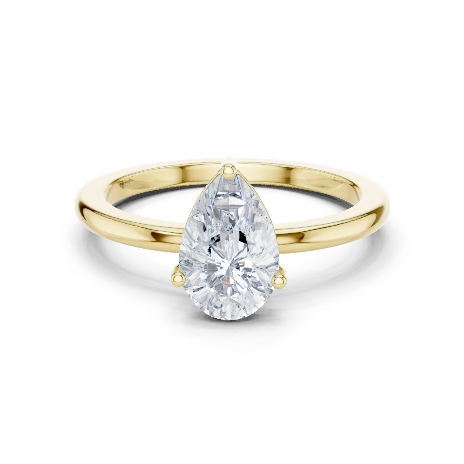 Pear Diamond Cathedral Solitaire Engagement Ring