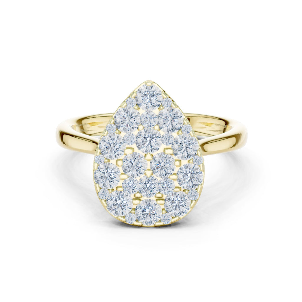 Pear-Shape Diamond Cluster Engagement Ring