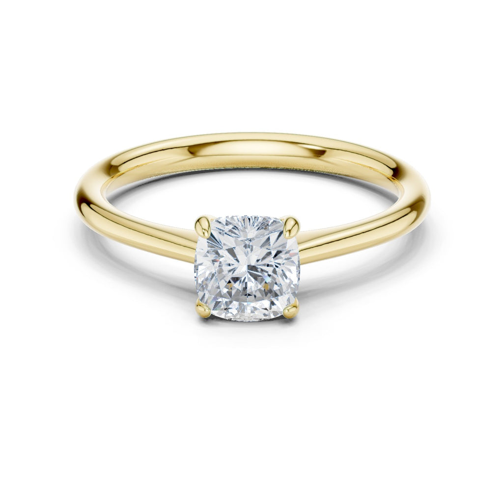 Cushion Cut Tapered Solitaire Engagement Ring
