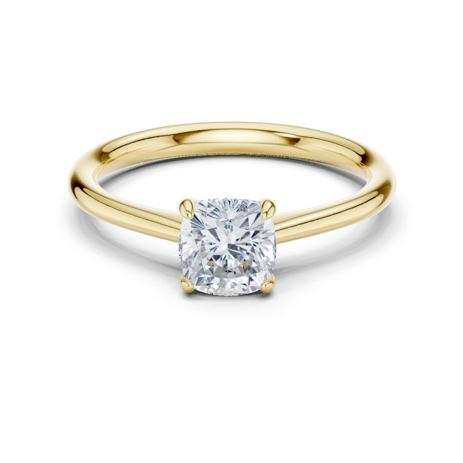 Cushion Cut Tapered Solitaire Engagement Ring
