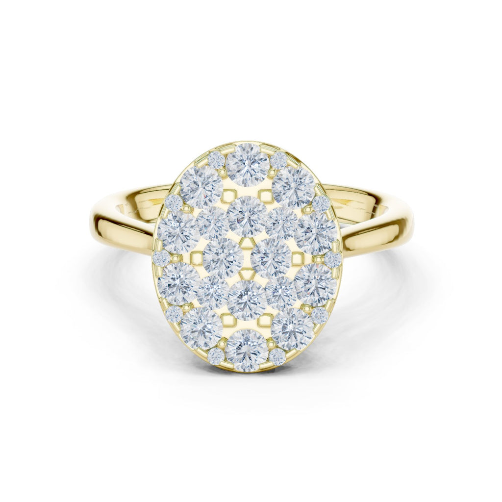 Round Diamond Oval Pavé Cluster Engagement Ring
