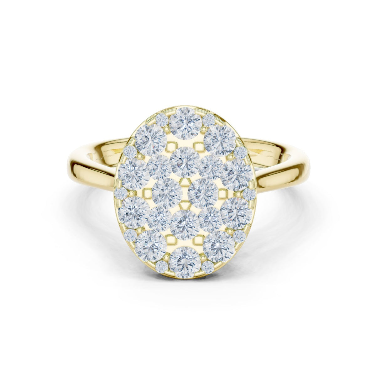 Round Diamond Oval Pavé Cluster Engagement Ring