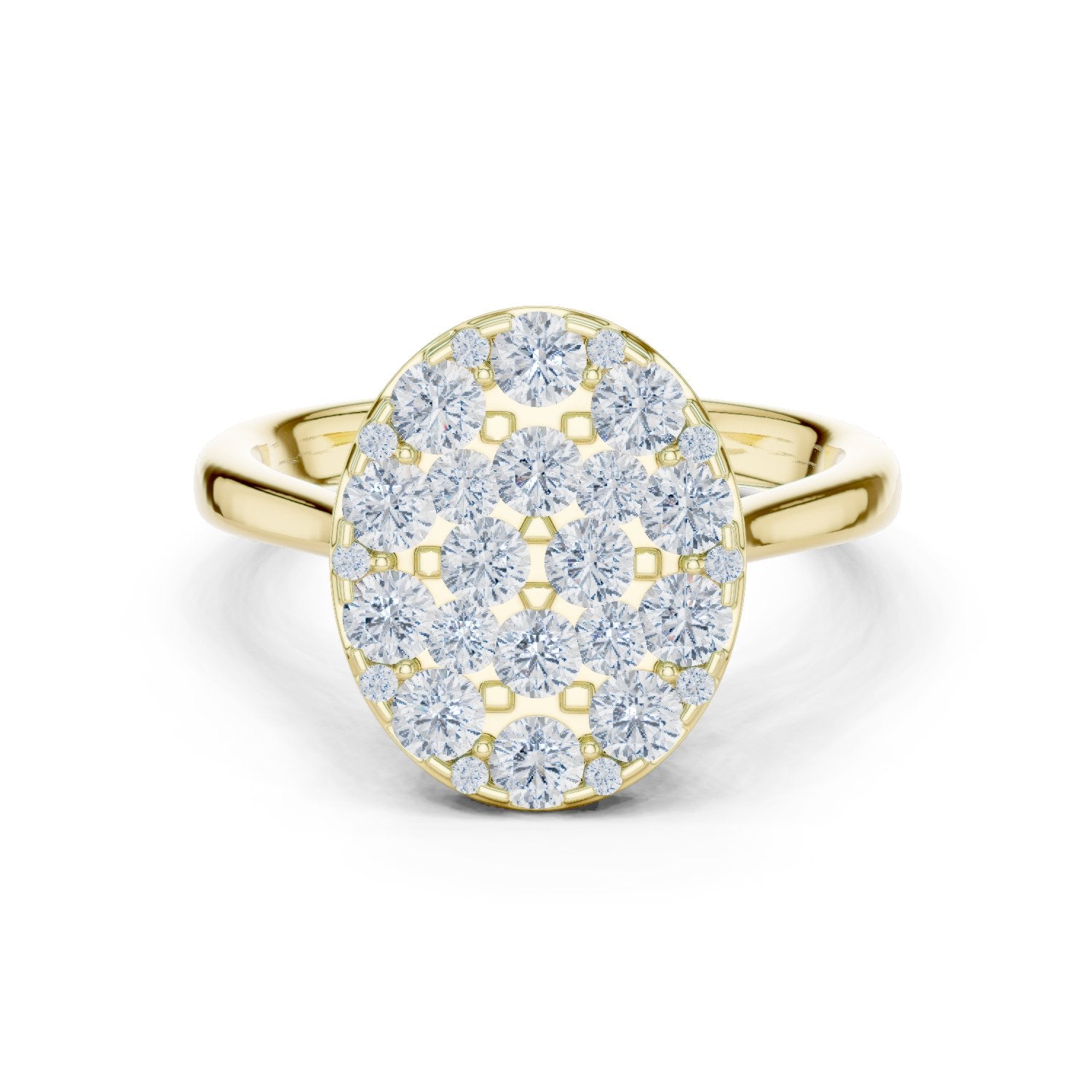 Round Diamond Oval Pavé Cluster Engagement Ring