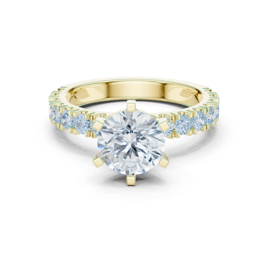 Round Diamond Engagement Ring with Half Eternity Claw Set Band