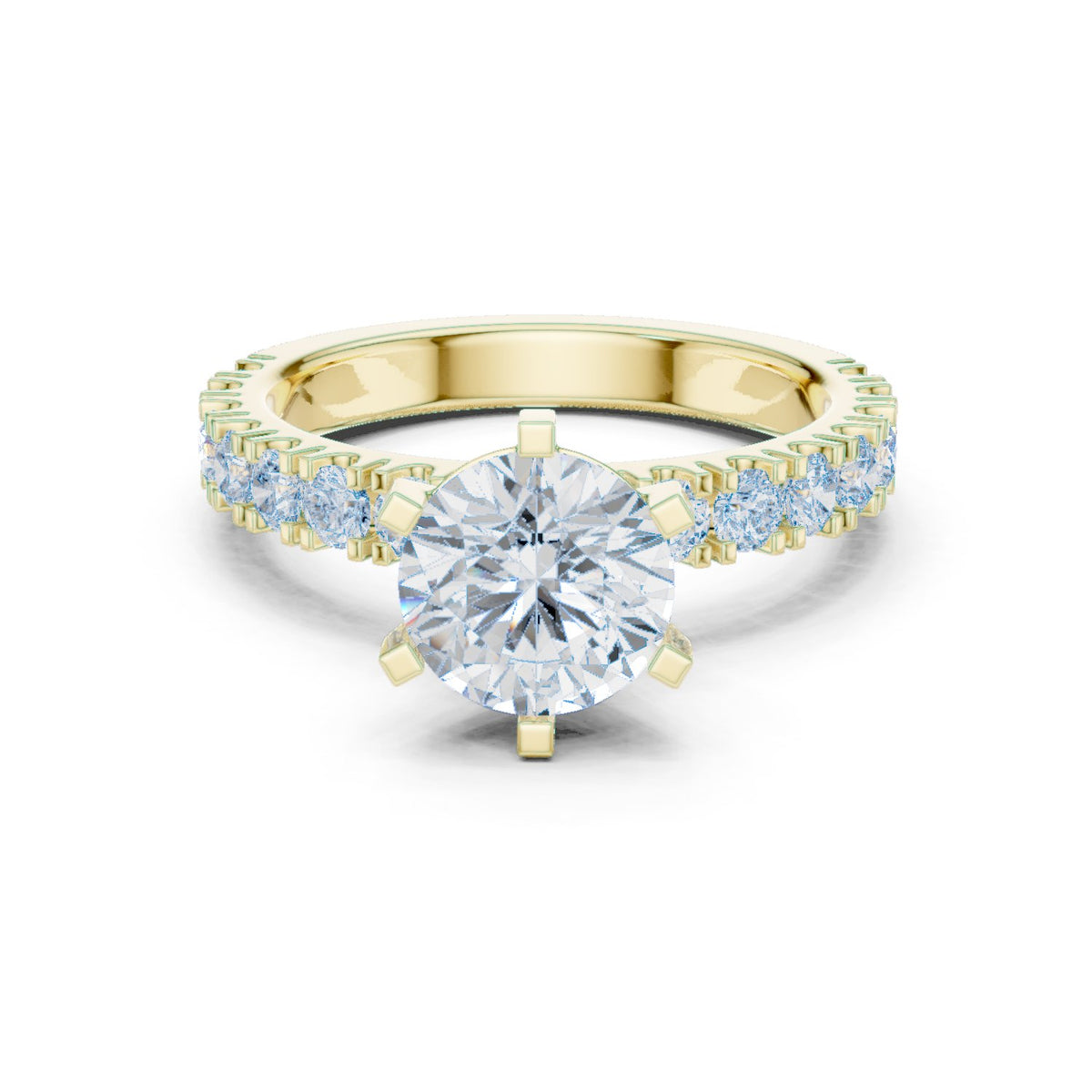 Round Diamond Engagement Ring with Half Eternity Claw Set Band
