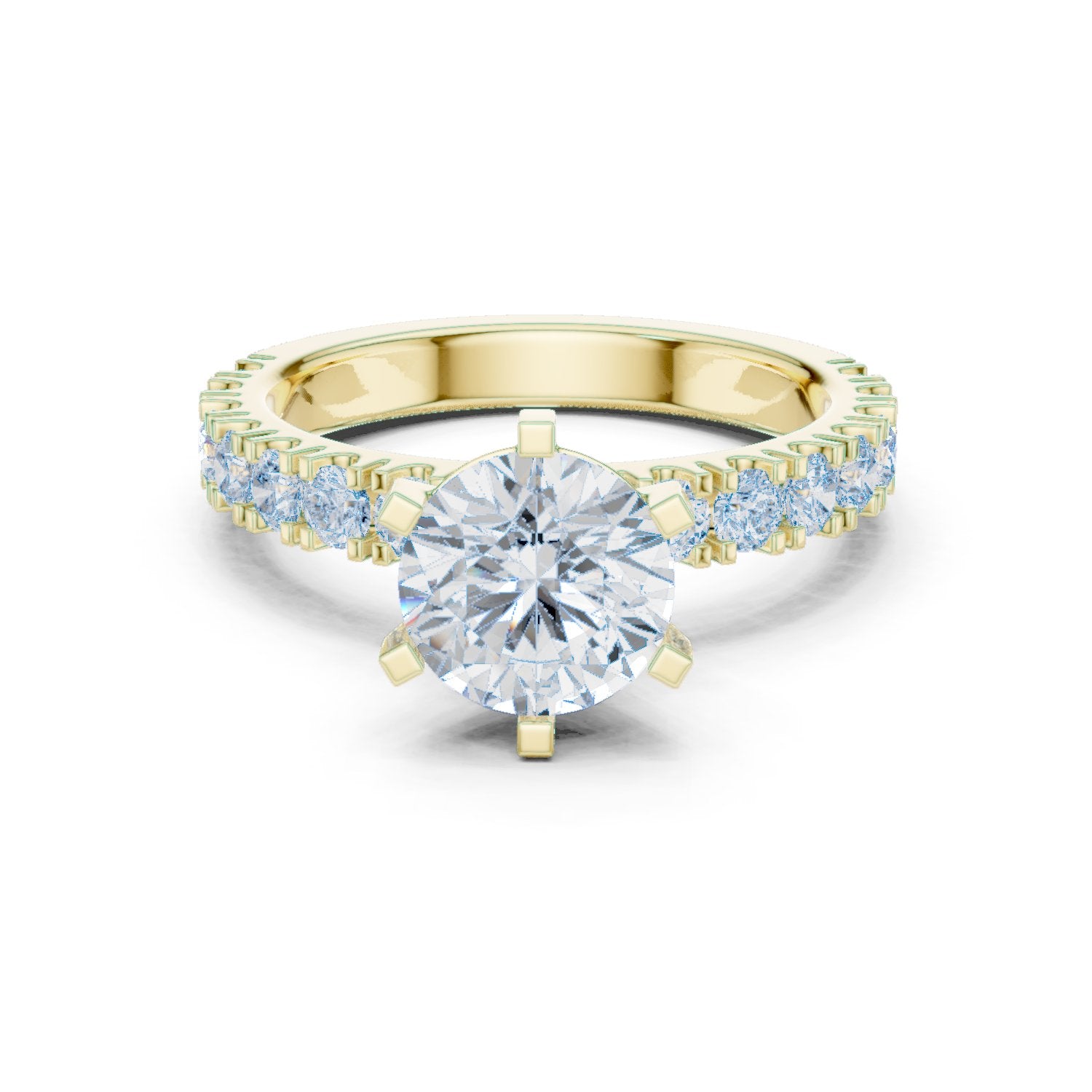 Round Diamond Engagement Ring with Half Eternity Claw Set Band