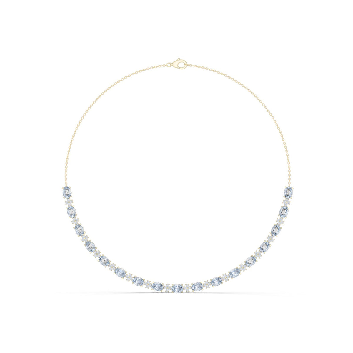 عقد نصف تنس بألماس بيضاوي ومستدير متدرّج in Yellow Gold - VYKA Diamonds