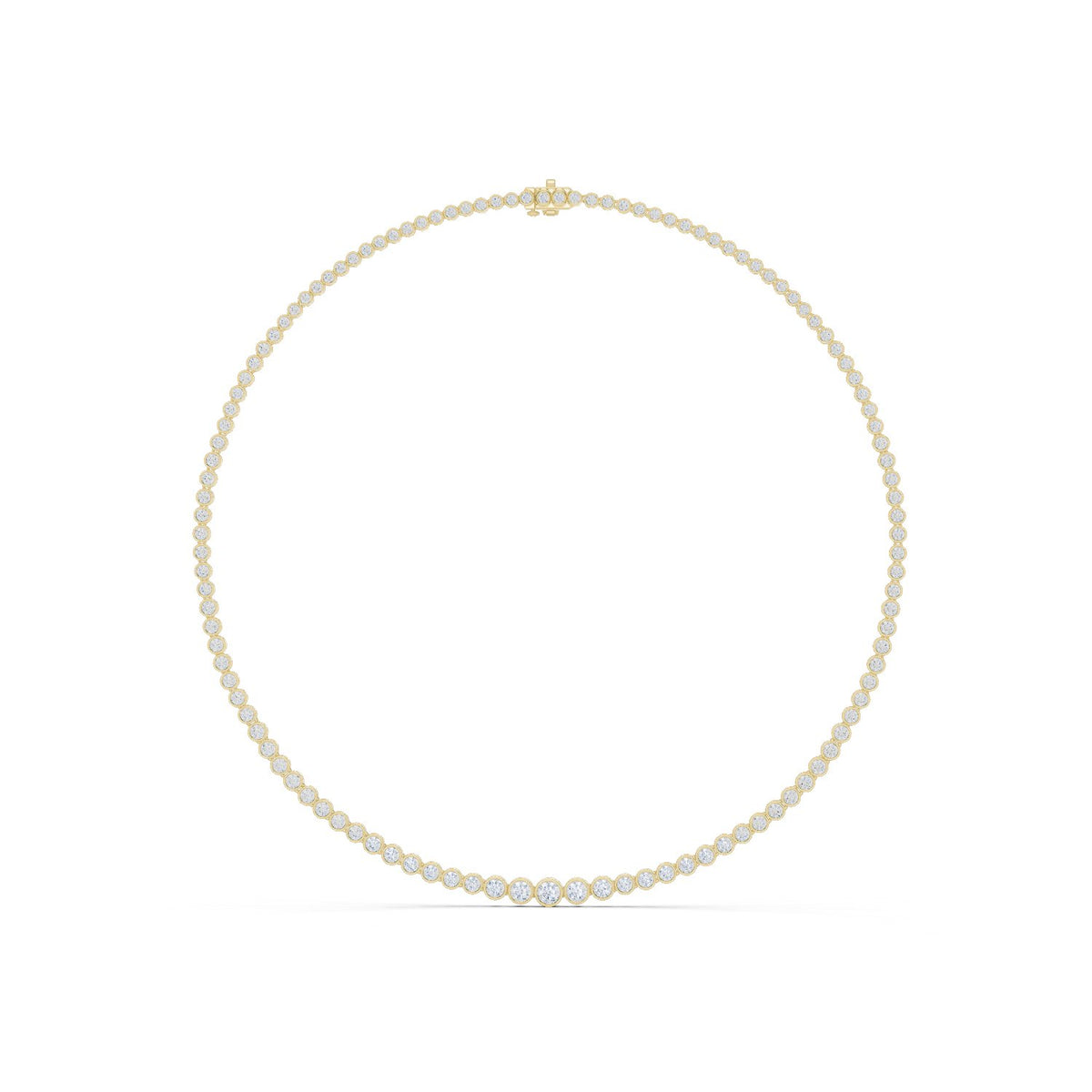 Graduated Bezel Halo Riviere Necklace