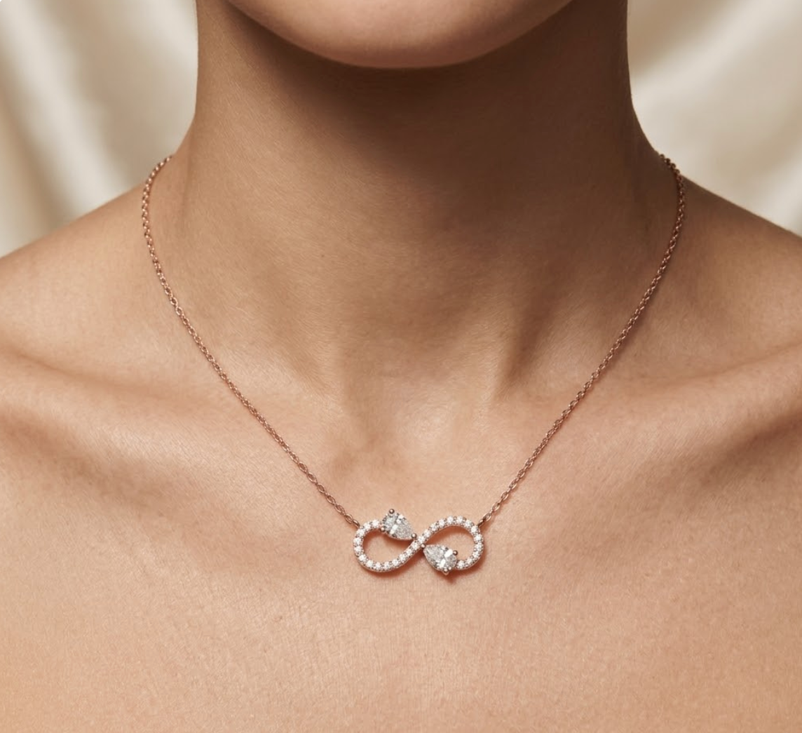 Pear Diamond Infinity Necklace