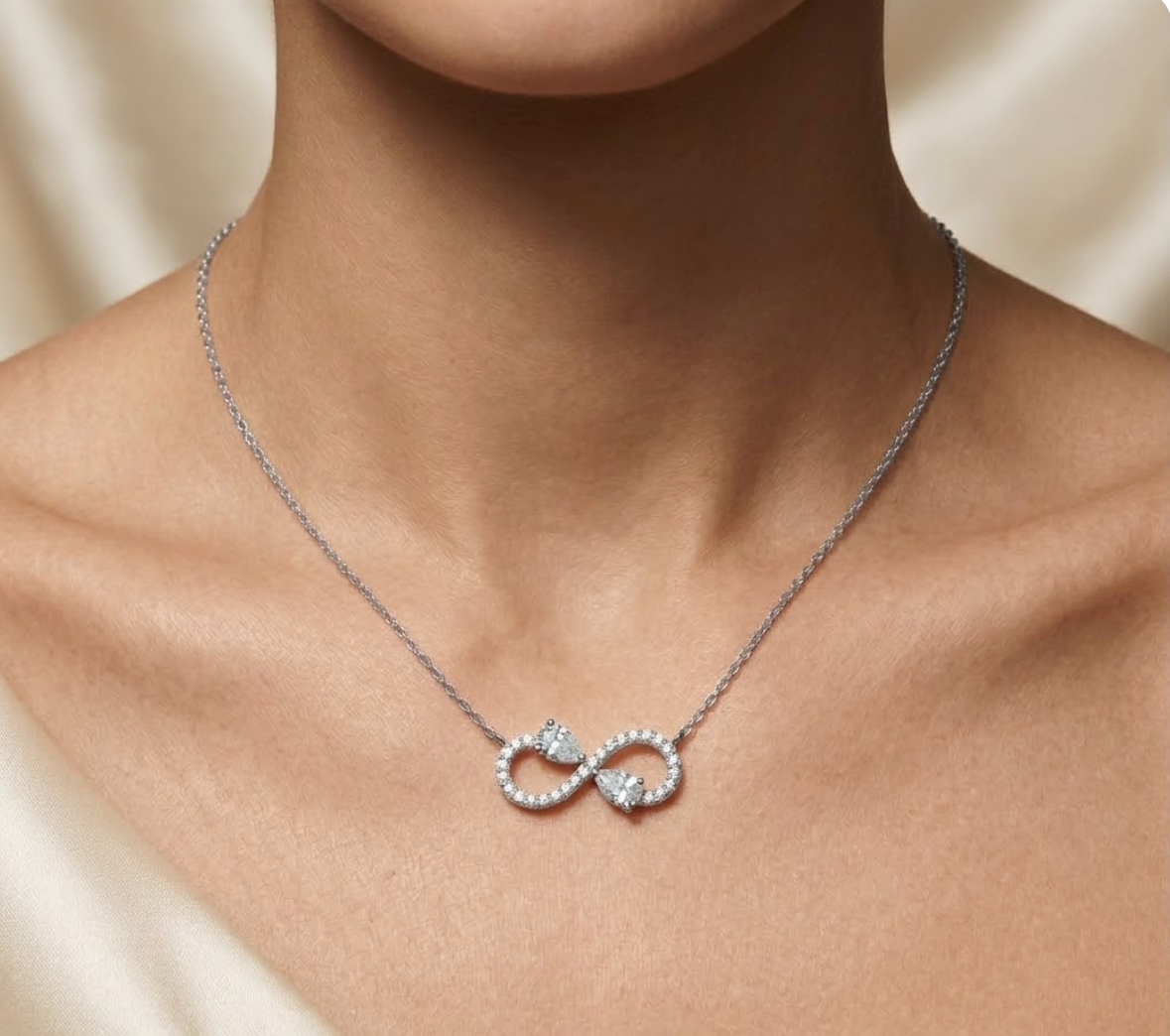 Pear Diamond Infinity Necklace